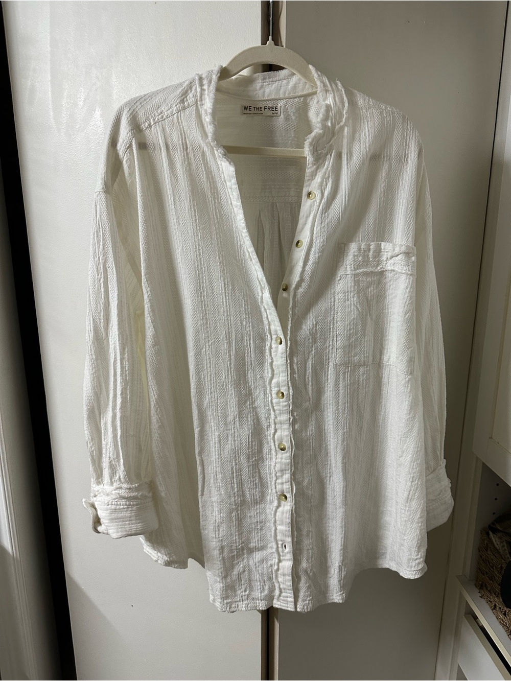 We The Free White Textured Relaxed Button-Down Shirt